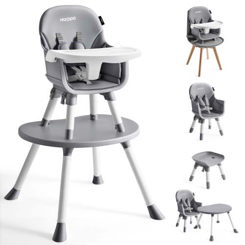 HARPPA 8 in 1 Convertible Baby High Chair with Tray, Gray, Feeding and Safety Seat
