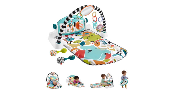 Amazon.com: Fisher-Price Baby Musical Toy Set Glow and Grow Kick & Play Piano Gym Blue Playmat with 2 Rattle Maracas for Newborns Ages 0+ Months