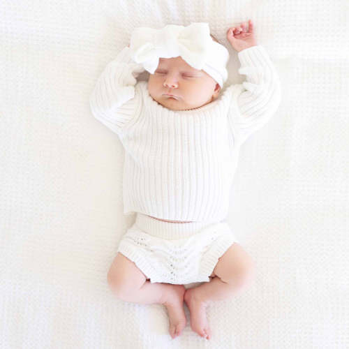 Knit Sweater & Lace Bloomer Set | Dove