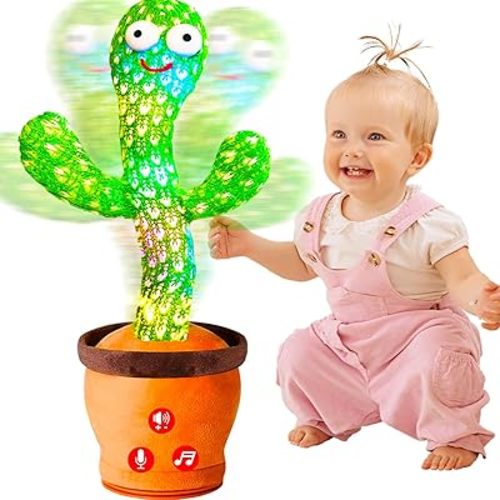 Volume Adjustable Dancing Talking Cactus Toy for Baby Toddler, Interactive Cactus Baby Toy, Mimicking Singing Cactus Toy, Baby Toys 6-18 Months+, Baby Stocking Stuffers for Boys Girls