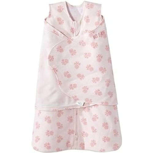HALO 100% Cotton Sleepsack Swaddle, 3-Way Adjustable Wearable Blanket, TOG 1.5, Watercolor Rose Toss Blush, Small, 3-6 Months
