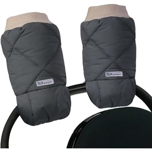 7AM Enfant Stroller Warmmuffs Gloves - Anti-Freeze Stroller Mittens for Handlebars, Water Repellent Hand Warmer Muff for Cold Weather, Plush Lined Stroller Warmmuffs | Winter Stroller Accessories
