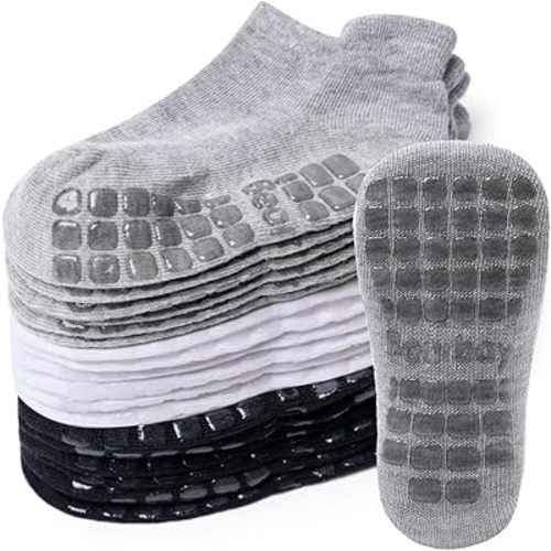 Baby Non Slip Ankle Socks with Grippers for 0 Months-7 Years Old Walking Socks