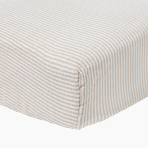 Little Unicorn Organic Cotton Muslin Crib Sheet - Sand Stripe, Large