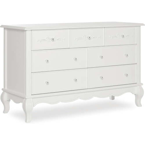 Evolur Aurora 7 Drawer Double Dresser in Frost