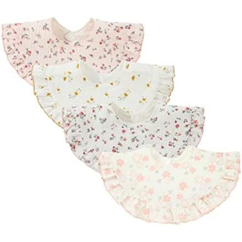 4 pcs Unisex Baby Muslin Bandana Drool Bibs 360 Degree Rotatable Cotton Teething Feeding Drooling Bibs for Boy Girl