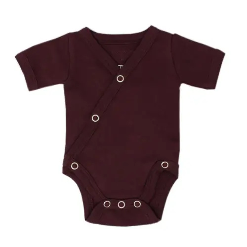 Eggplant | Organic Short-Sleeve Kimono Bodysuit Preemie-NB