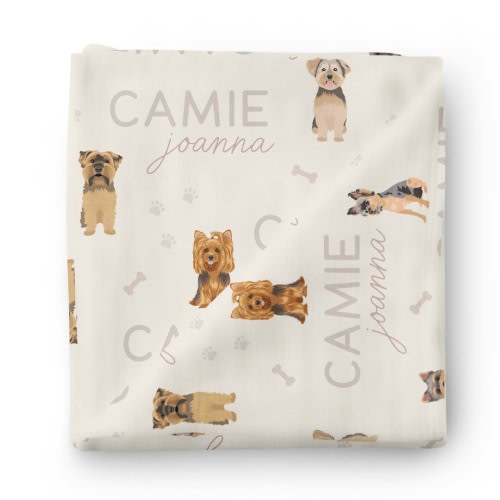 Personalized Baby Name Swaddle Blanket | Yorkie