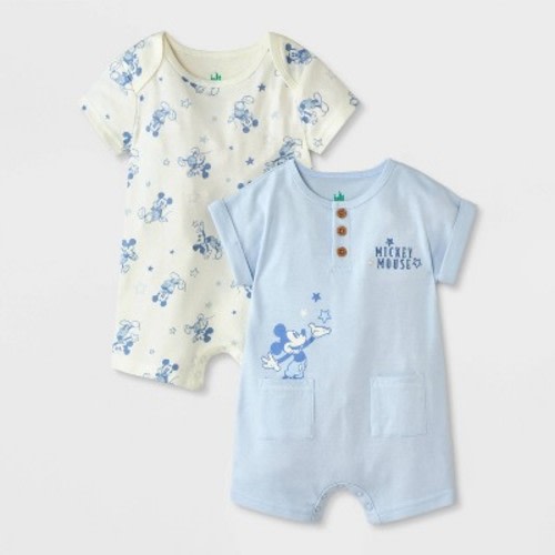 Baby Boys' 2pk Disney Mickey Mouse Romper - Blue Newborn