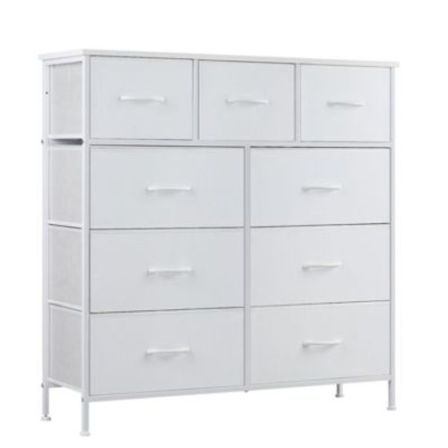 JIONJOY 9 Drawer Storage Dresser Chest - White