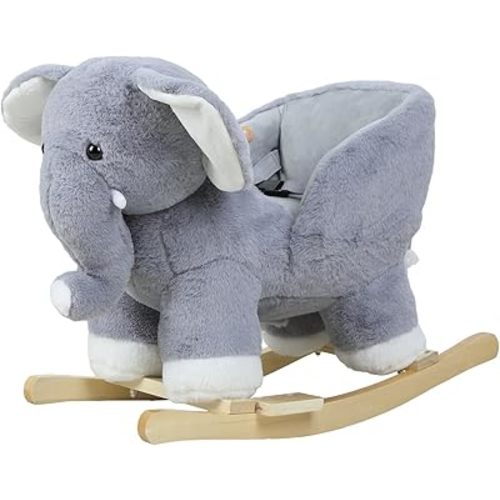 Elephant Baby Rocking Horse for Toddlers 1-3, Stuffed Plush Ride-on Rocking Horse Baby Rocker Chair with Music Sound, Stuffed Rocker Toy for Children Elephant
