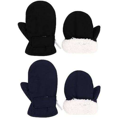 Baby Winter Mittnes - 6-24m - solid Black & Navy Blue