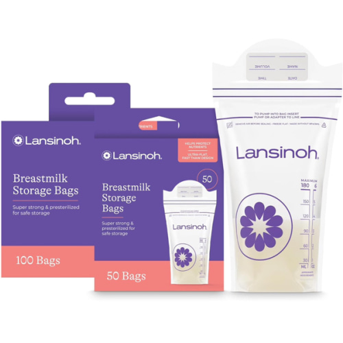 Lansinoh Breastmilk Storage Bags, 150 Count, Baby Essentials, Fast Freeze & Thaw Breast Milk Bags for Baby Bottle Feeding, Superior Strength & Stretch, 6 Ounce