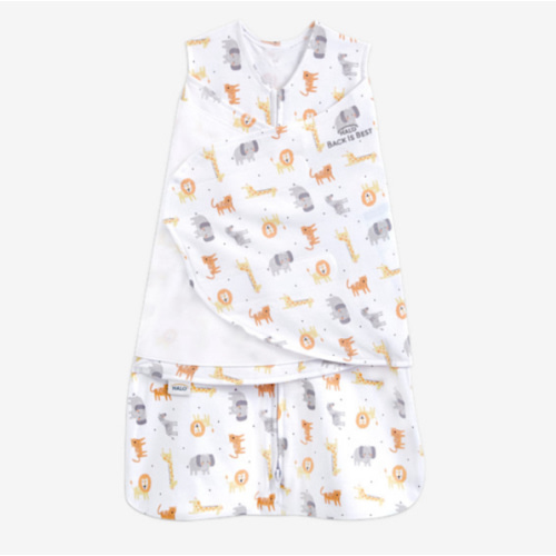 HALO 100% Cotton Sleepsack Swaddle, 3-Way Adjustable Wearable Blanket, TOG 1.5, Jungle Cotton, Newborn, 0-3 Months