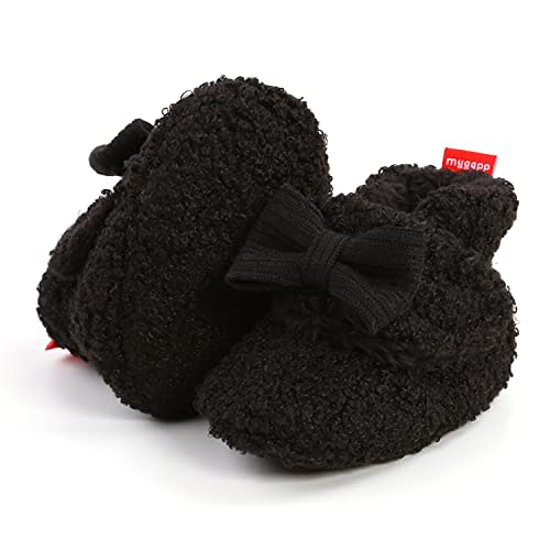 Timatego Newborn Baby Boys Girls Cozy Fleece Booties with Grippers Stay On Slipper Socks Infant Toddler Crib Winter Shoes for Boys Girls