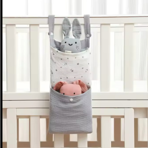 Baby Bed Hanging Storage Bags Cotton Newborn Crib Organizer Toy Diaper Pocket for Crib Bedding Set Nappy Store Holder - AliExpress