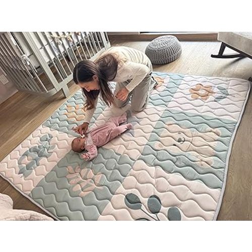 MioTetto Baby Mat for Floor, 50" x 50" Playpen Mat, Thick Soft Foam Padding Baby Play Mat, Portable Quilted playmat - Washable Baby Floor Play mat, Non-Slip Play Mat for Babies & Toddlers