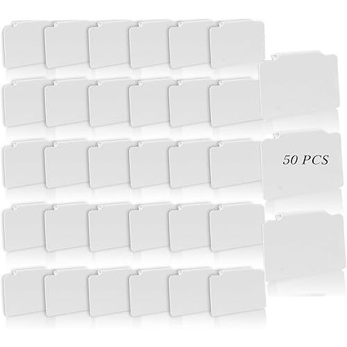50 Pcs Basket Labels Clip On White Removable Basket Labels, Basket Tags for Labeling Clip On Reusable Bin Labels Clip On for Storage Bins Fabric, Organization Box, 3.5 x 2.5 inch