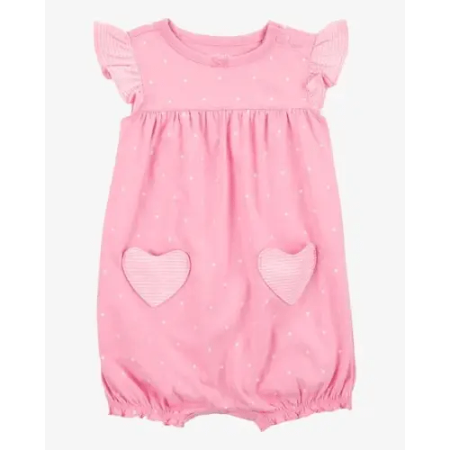 Baby Heart Short-Sleeve Cotton Romper - Pink - Carter's | Carter's