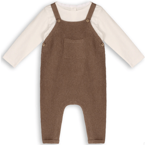 Chai Spice Chunky Sweater Knit Pocket Baby Overall & Bodysuit Set