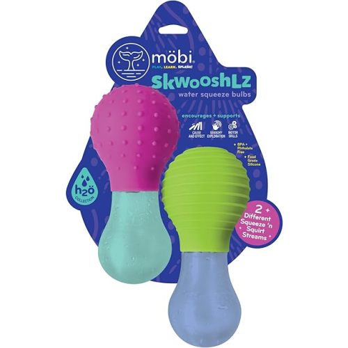 Mobi Skwooshlz Water Squeeze Bulbs - Baby Bath Toys, Silicone Bath Toys, Baby Bathtub Toys, for Toddlers, BPA Free, Food Grade Silicone, Latex Free, Easy to Clean (Pack of 2)