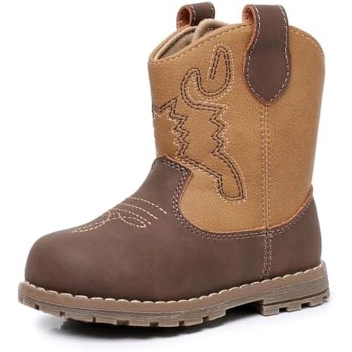 Apakowa Baby & Toddler Cowboy Boots for Boys Girls Infant Baby Cowboy Cowgirl Western Boots Round Toe All Seasons 6-36 Months (Infant/Toddler)