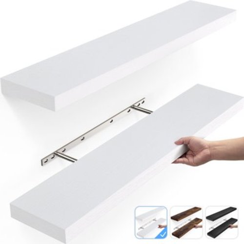Ophanie 22.5 inch Wood Floating Shelves Wall Mounted Shelves, 6.7 x 23 Inch, White, Set of 2