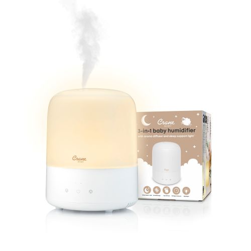 3-in-1 Compact Humidifier for Baby Nursery | 0.5 Gallon with Sleep Support Light & Aroma Diffuser - Crane USA