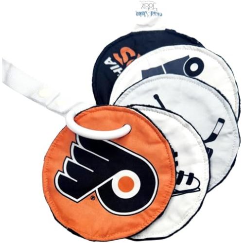 Philadelphia Flyers Baby Stroller Cards Toy - NHL Hockey Baby Sensory Crinkle Toys - Soft & Safe - Learn Ice Hockey - BPA Free w/Stroller Clip (5" x 5" Toy)