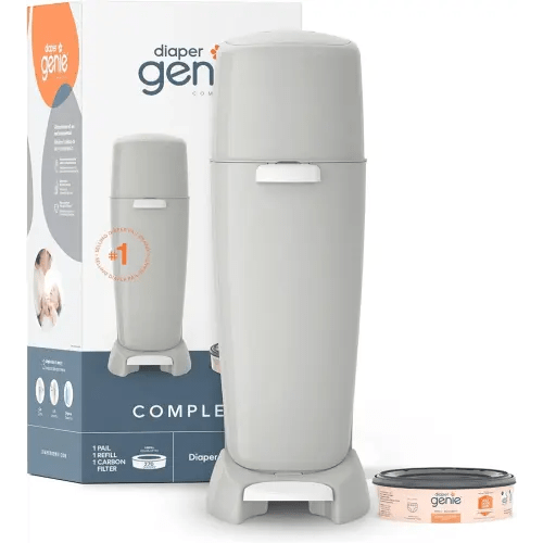 Playtex Diaper Genie Complete Pail with Built-In Odor Controlling Antimicrobial, Includes Pail & 1 Refill, Grey , 8.36 Pound
