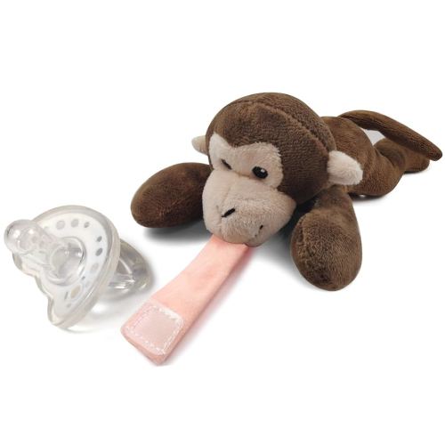 Detachable Pacifier Holder – Silicone Pacifier with Stuffed Animal – Removeable Baby Pacifier Holder for Cuddling with Comfort, (Monkey)