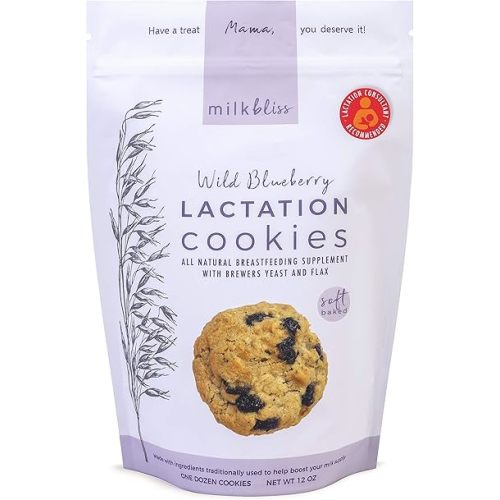 MilkBliss Wild Blueberry Soft Baked Oatmeal Lactation Cookies for Breastfeeding Support to increase Breastmilk Supply, 12 OZ