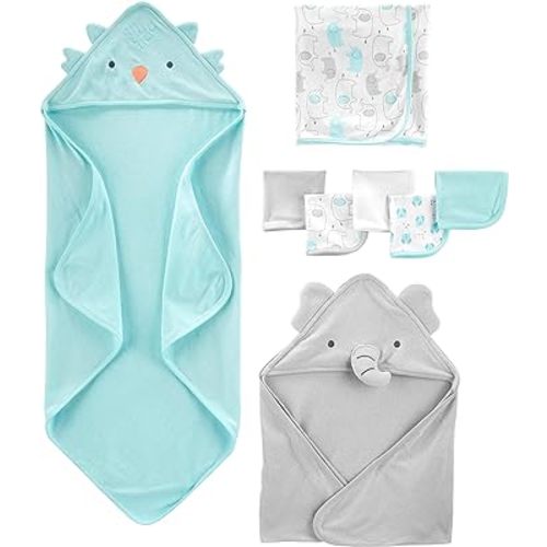 Amazon.com: Simple Joys by Carter's Unisex Babies' 8-Piece Towel and Washcloth Set, Aqua Blue/Grey, One Size : Home & Kitchen