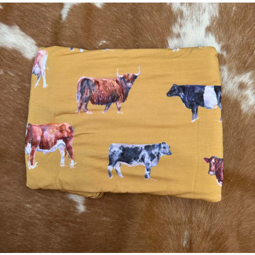Yellow cattle bamboo baby swaddle blanket