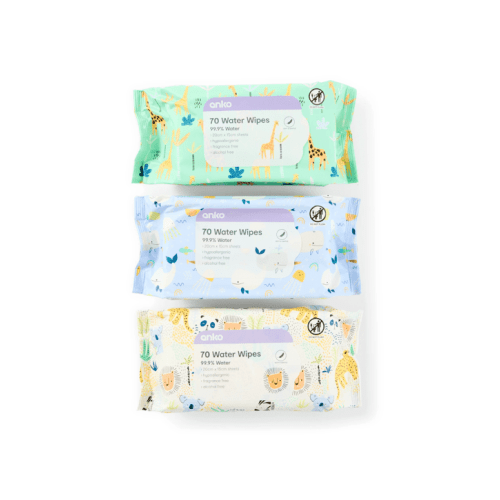 70 Pack Water Wipes - Assorted