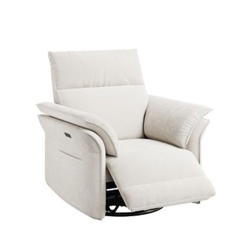Garvee Power Recliner, Swivel Rocking Gliding Nursery Recliner Chair with Double Handrail & Side Pockets, Comfy Rocker Chenille Recliner