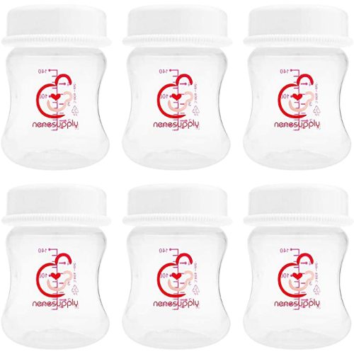 Nenesupply 4.7oz Wide Neck Breast Pump Bottles Use as Bottles for Pumping with Spectra S1 Spectra S2 Breast Pumps. Pump Bottles for Spectra Pump. Breastmilk Storage and Collection Bottles (Pack of 6)