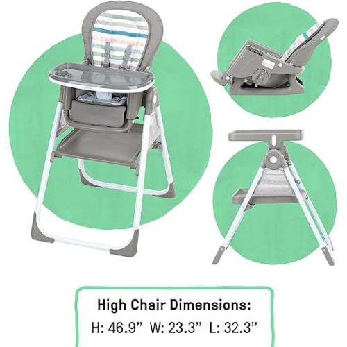 Ingenuity Proper Positioner Create Up! Multi-Mode Folding High Chair - Covertible Activity Desk and Tower - 9 Modes of Use - Storage Pockets - Soulful Skies - OM - 5Y