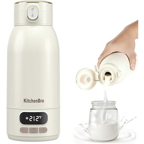 Portable Bottle Warmer for Travel-Various Heating Modes for Breast Milk& Water&Tea. 17 Ounces Large Capacity Portable Milk Warmer for Baby,Fast Heating Speed and Long Battery Life with High Capacity
