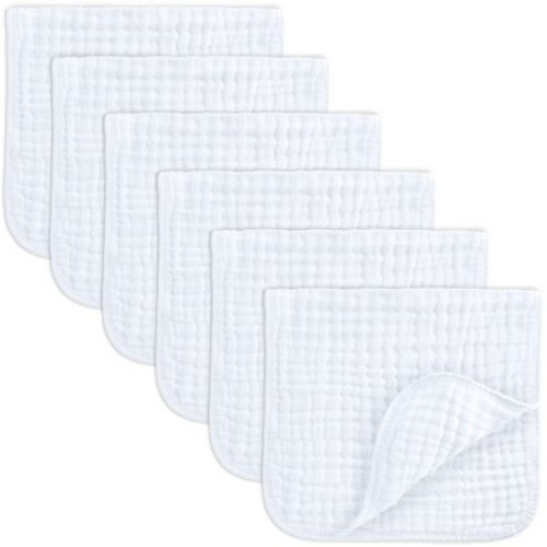 Muslin Burp Cloths Large 100% Cotton by Comfy Cubs, Color: White, Size: pack of 6