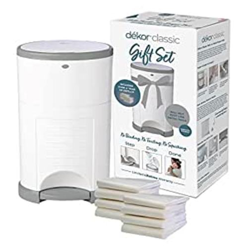 Diaper Dekor Classic Diaper Pail Gift Set – White | Comes with up to a Year's Supply Worth of Diaper Dekor Refills! : Everything Else