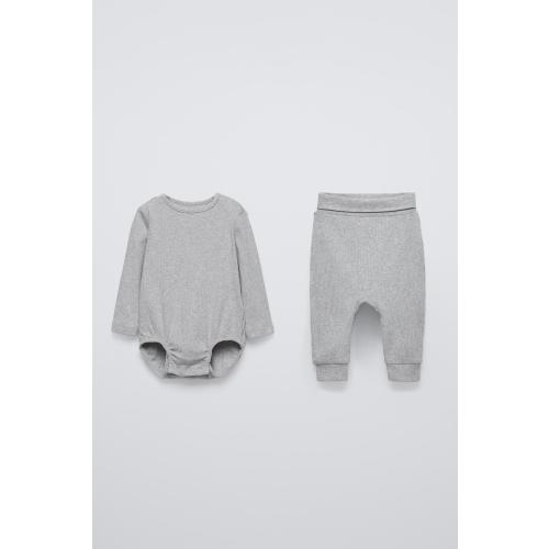 RIB BODYSUIT AND LEGGINGS PACK - Gray marl | ZARA United States