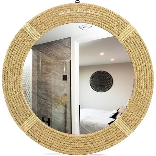 Nagina International Twisted Rope Round Decorative Mirrors - Rope Accentuated Mirror | Maritime Sailor's Decor Gifts | Bathroom Mirrors (20 Inches)