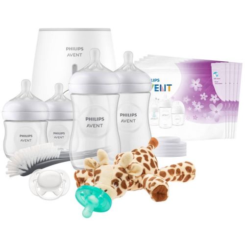 Philips Avent Natural With Natural Response Nipple, All-in-one Gift Set With Snuggle Giraffe - 18pc