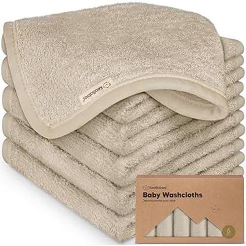 6-Pack Baby Washcloths - Soft Viscose Derived from Bamboo Washcloth, Baby Wash Cloths, Baby Wash Cloth for Newborn, Kids, Bath Baby Towels, Face Towel, Face Cloths for Washing Face(Earth Brown)