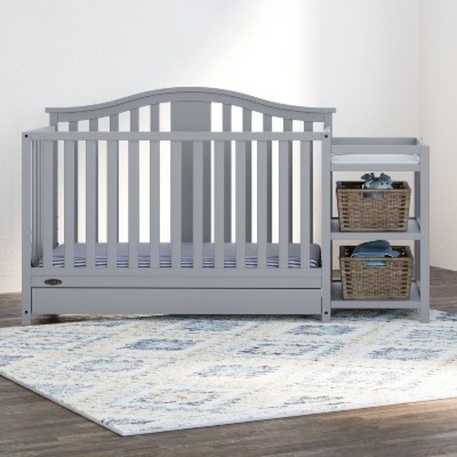 Graco Solano 5-in-1 Convertible Crib and Changer with Drawer - Pebble Gray
