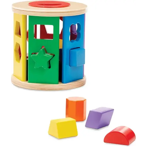 Melissa & Doug Match and Roll Shape Sorter - Classic Wooden Toy