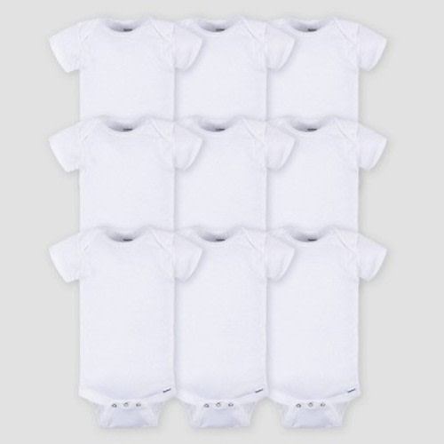 Gerber Baby 9pk Short Sleeve Onesie - White, Size: 3-6M