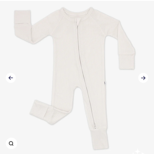 White Sand Ribbed Zippy – Little Sleepies