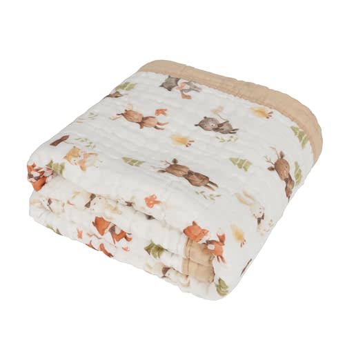 100% Organic Cotton Muslin Supersoft Baby Blanket, Luxurious Gender Neutral Swaddle & Receiving Blankets for Boys & Girls, Toddler Quilt & Stroller Blanket, Ideal Gift for Newborns (Forest Friends)